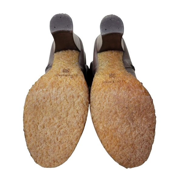 Anthropologie | Giraudon Accoutrement Leather Bow Ankle Booties Brown Academia - Picture 8 of 12